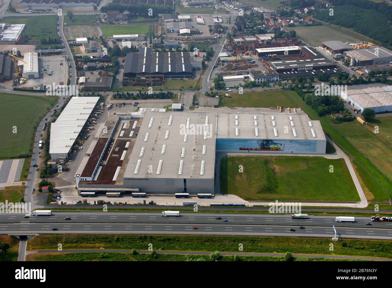 , Centre de logistique des pièces CLAAS à Hamm, 21.05.2011, vue aérienne, Allemagne, Rhénanie-du-Nord-Westphalie, région de la Ruhr, Hamm Banque D'Images