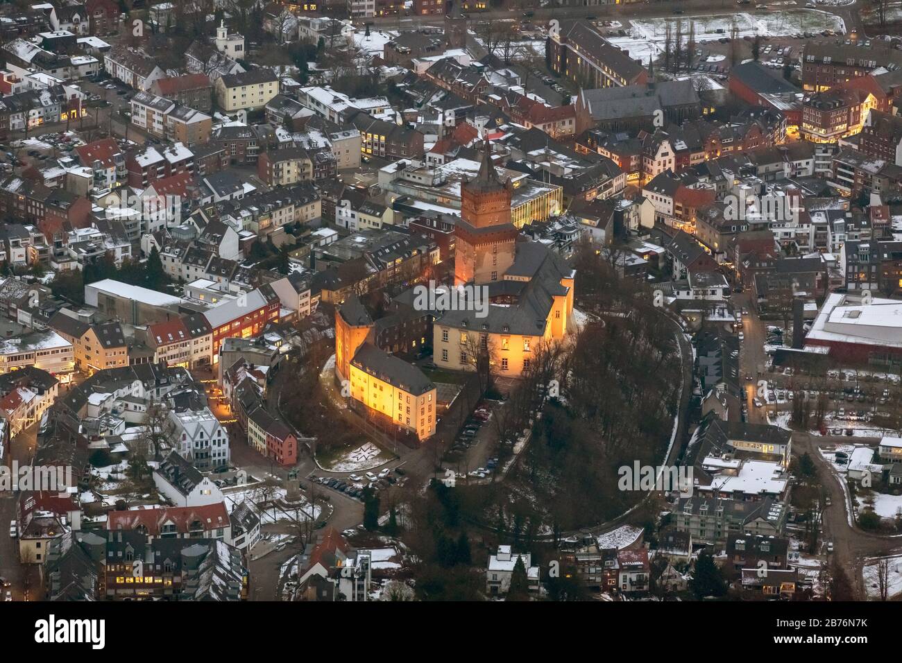 , Château de Swan sur Castle Hill Kleve, 13.12.2012, vue aérienne, Allemagne, Rhénanie-du-Nord-Westphalie, Cleves Banque D'Images