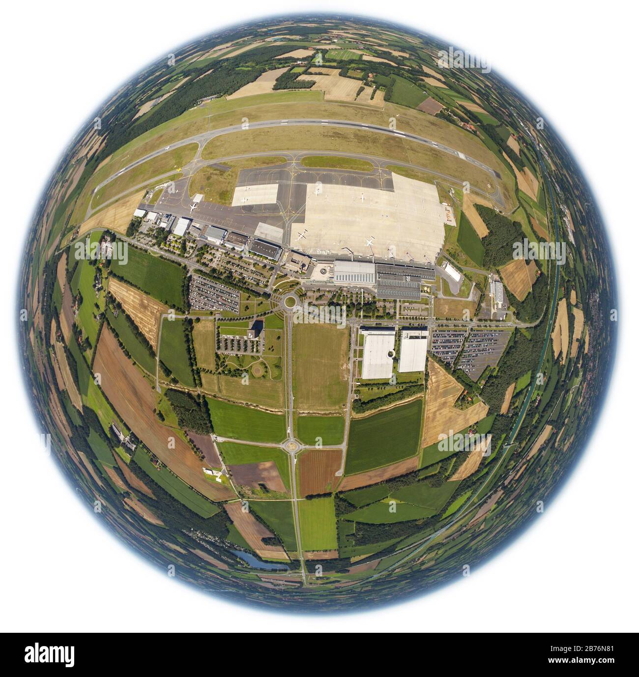 , Aéroport international de Muenster Osnabrueck en Rhénanie-du-Nord-Westphalie, 01.08.2012, vue aérienne, Allemagne, Rhénanie-du-Nord-Westphalie, Munster Banque D'Images