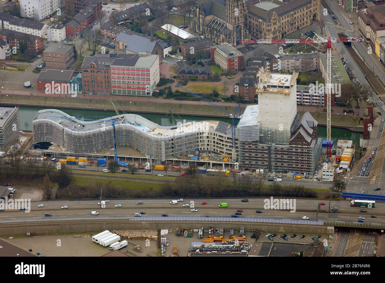 Archives nationales du NRW s'appuyant sur un ancien quai du port intérieur de Duisburg, 17.06.2012, vue aérienne, Allemagne, Rhénanie-du-Nord-Westphalie, région de la Ruhr, Duisburg Banque D'Images