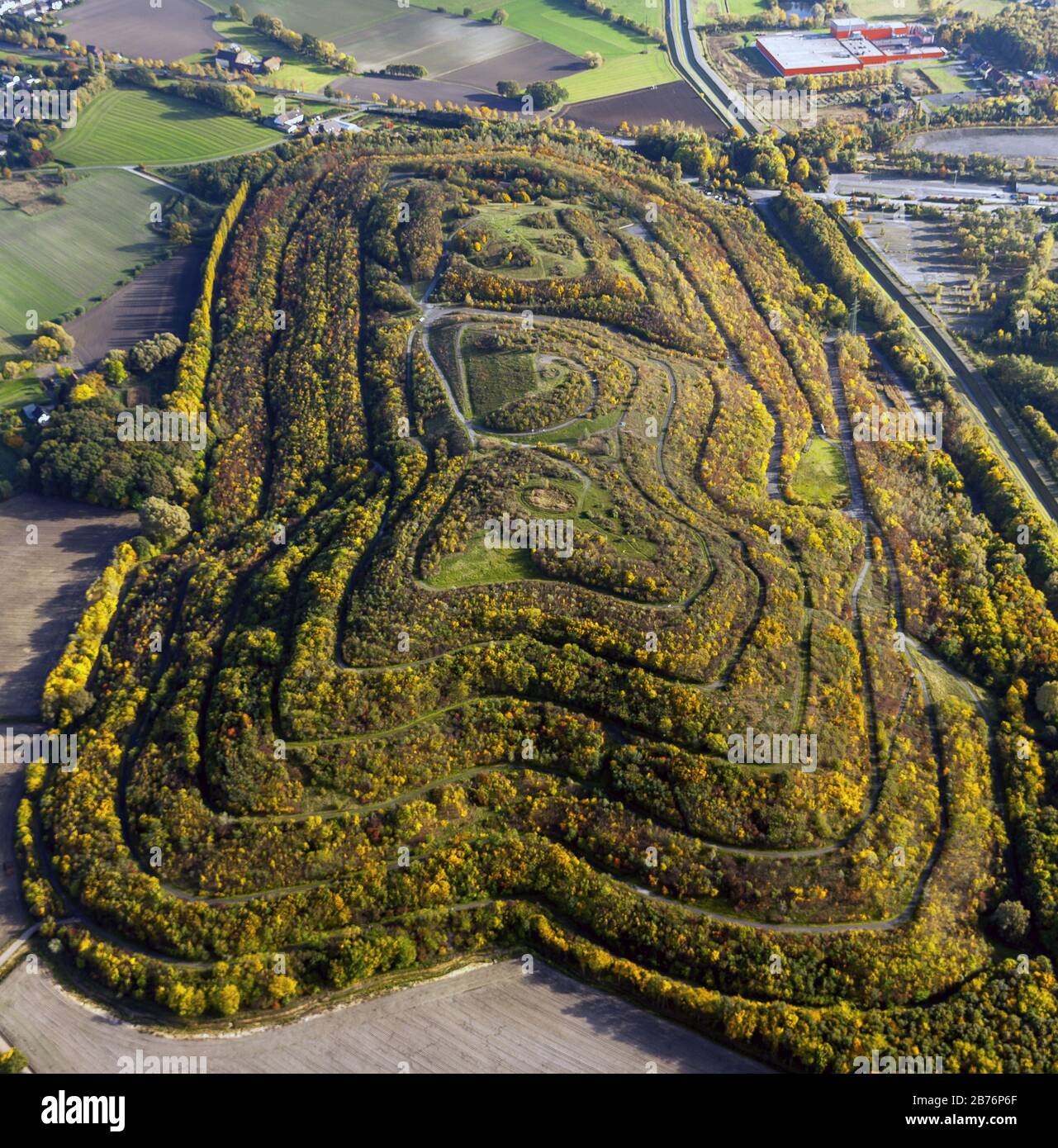 , réserve boisée Ksiiinger Hoehe à Hamm, 21.10.2012, vue aérienne, Allemagne, Rhénanie-du-Nord-Westphalie, région de la Ruhr, Hamm Banque D'Images