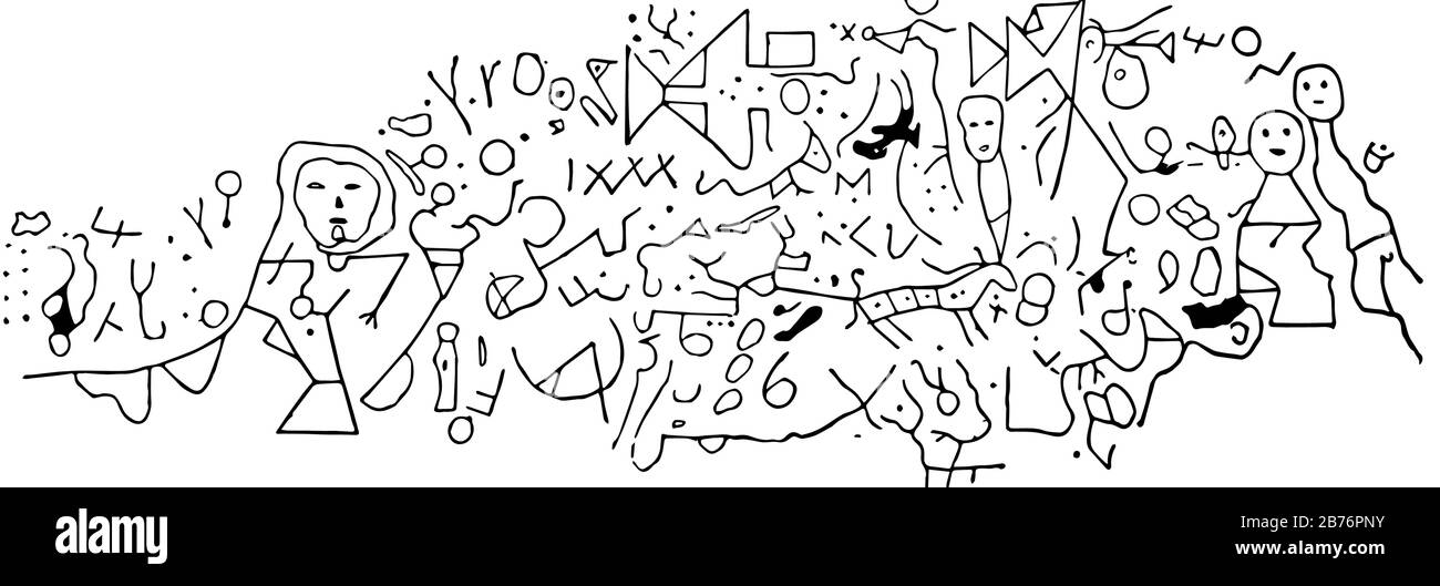 Les Inscriptions V de Dighton Rock sont notées pour ses pétroglyphes, son dessin vintage ou son illustration de gravure. Illustration de Vecteur