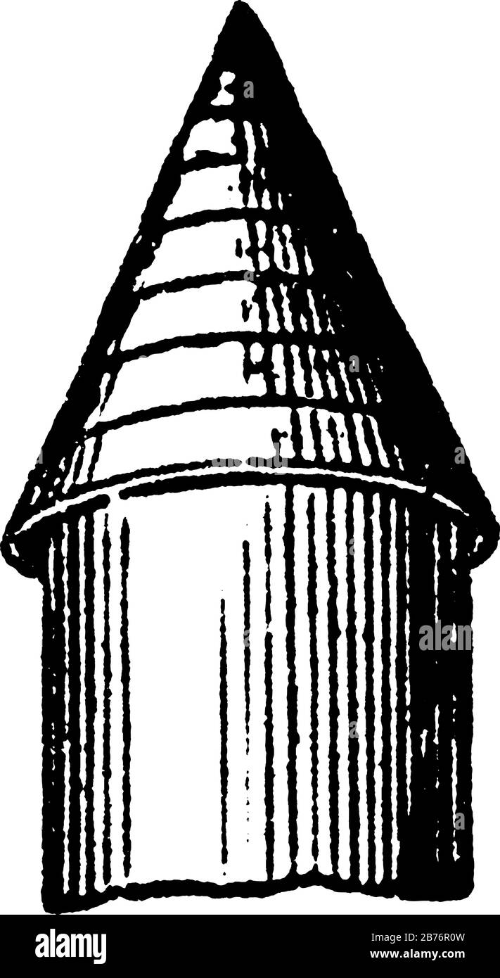 Représentation typique d'un simple toit conique, la structure formant la couche supérieure d'un bâtiment, dessin vintage ou gravure illustrat Illustration de Vecteur