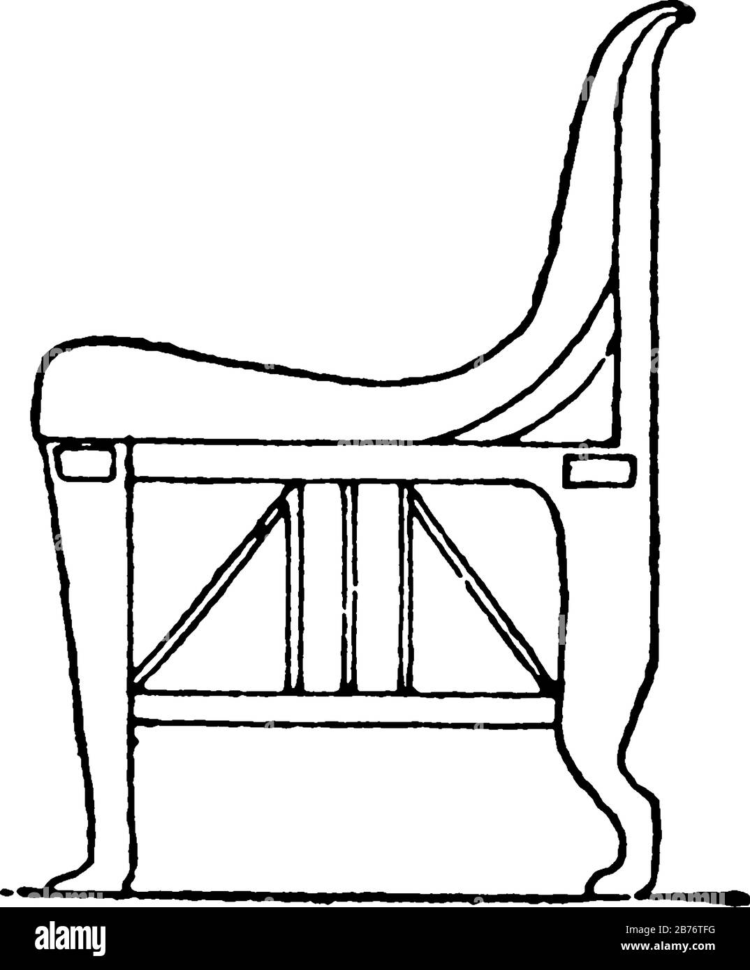 Une représentation typique de la chaise égyptienne a des jambes qui sont prismatiques ou souvent tournées, fréquemment avec les pieds à griffes, le dessin de ligne vintage ou engravi Illustration de Vecteur