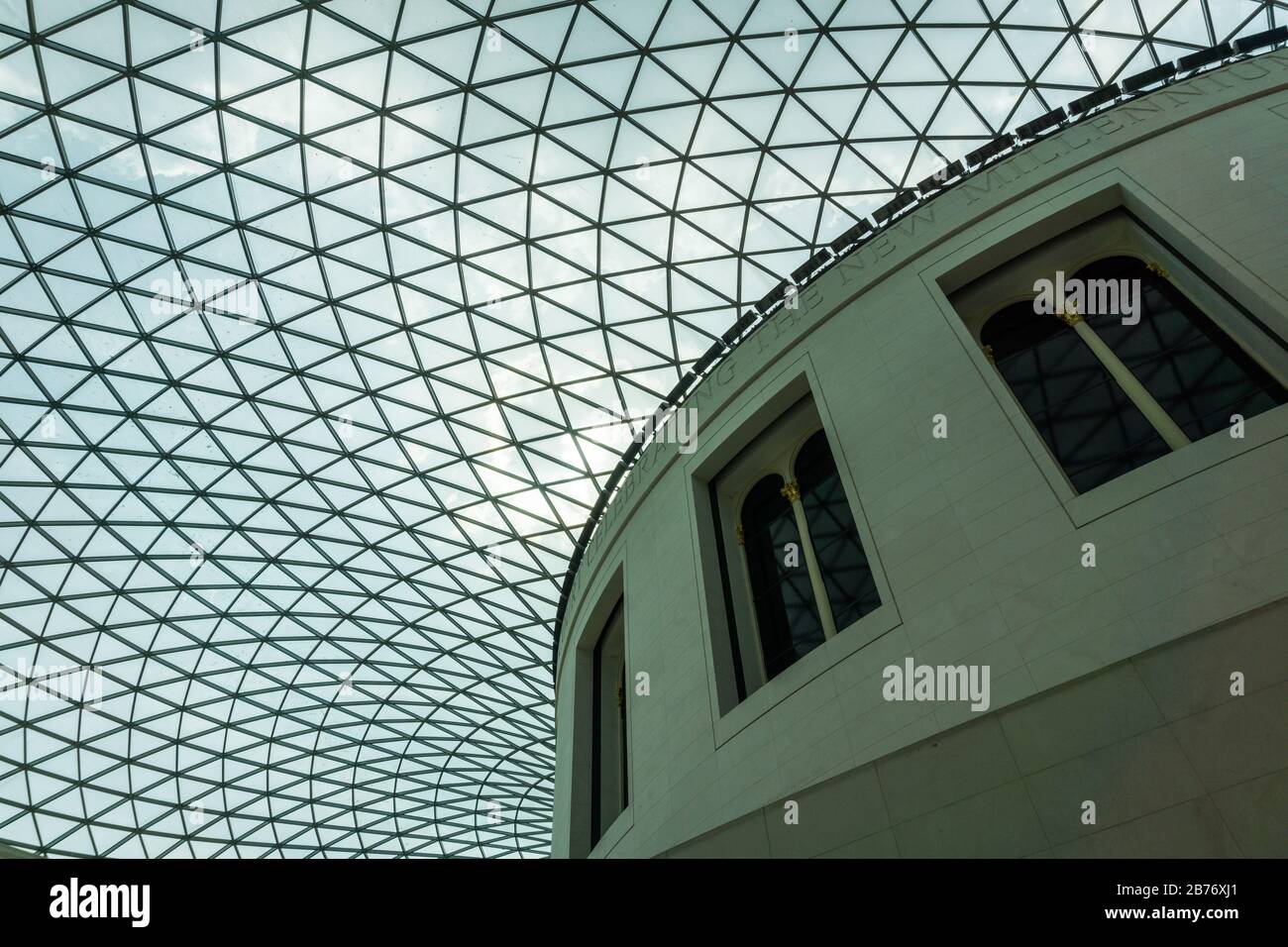 Détail de la Grande Cour de la Reine Elizabeth II, le quadrilatère couvert au centre du British Museum, Londres, Angleterre, Royaume-Uni Banque D'Images