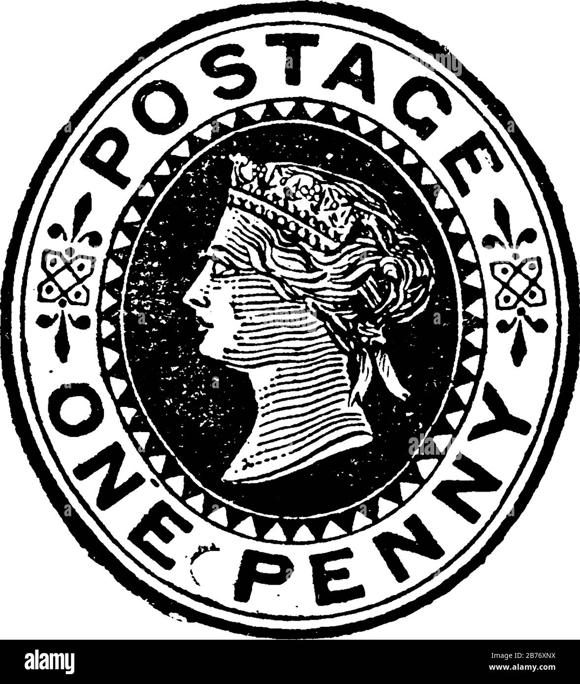 British Bechuanaland Wrapper (1 penny) à partir de 1888, un morceau de papier adhésif était coincé à quelque chose pour montrer une quantité d'argent payé, un timbre-poste, Illustration de Vecteur