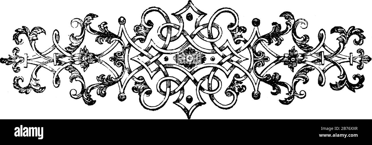 Motif décoratif de feuilles de fleurs avec différents arrangements de lignes, dessin vintage de ligne ou illustration de gravure. Illustration de Vecteur