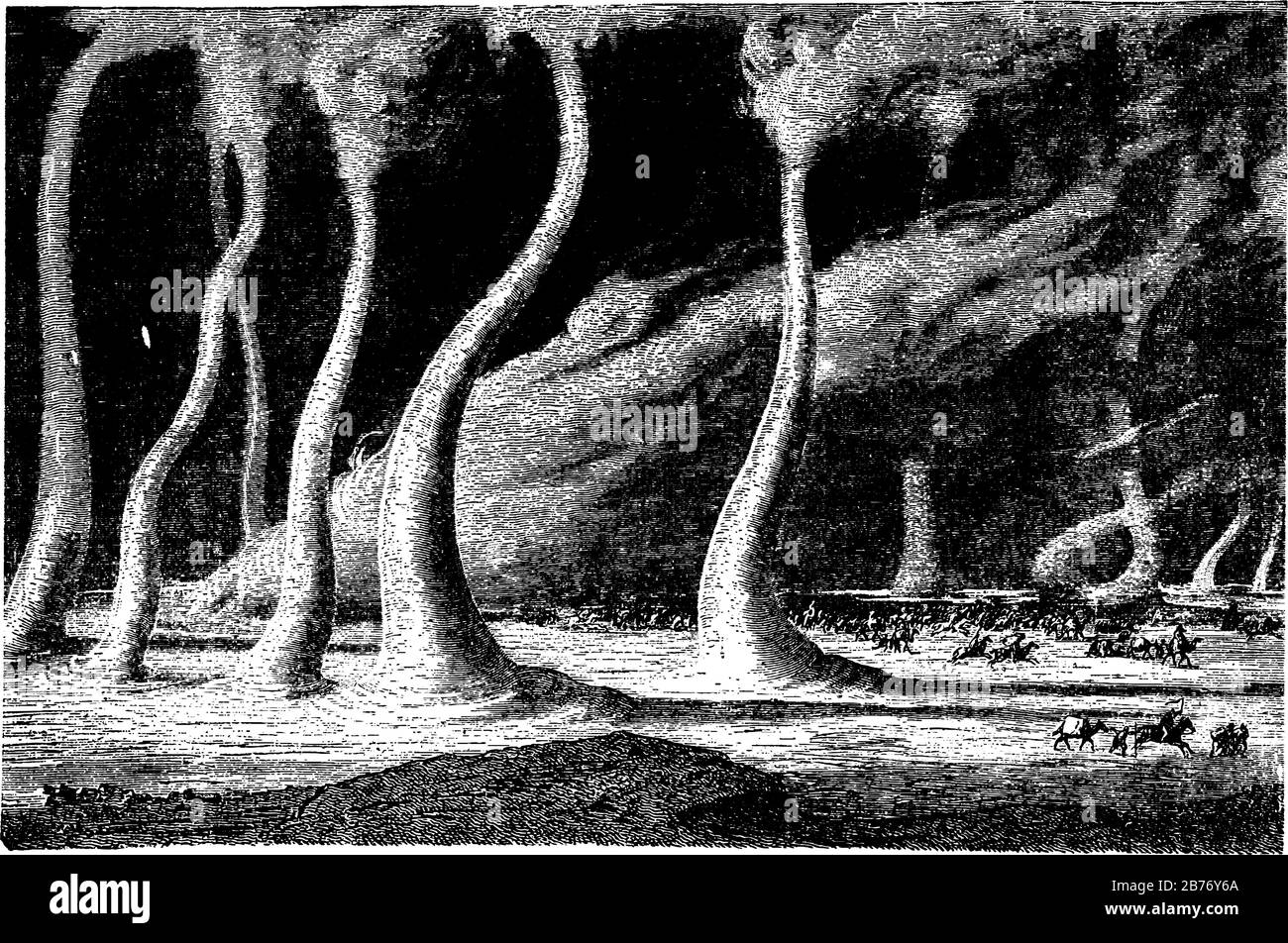 Une tempête de vent composée d'une grande quantité de curling de sable dans l'air et les gens sont en train de courir vers l'abri, le dessin de ligne vintage ou la gravure illust Illustration de Vecteur Une tempête de vent composée d'une grande quantité de curling de sable dans l'air et les gens sont en train de courir vers l'abri, le dessin de ligne vintage ou la gravure illust Illustration de Vecteur