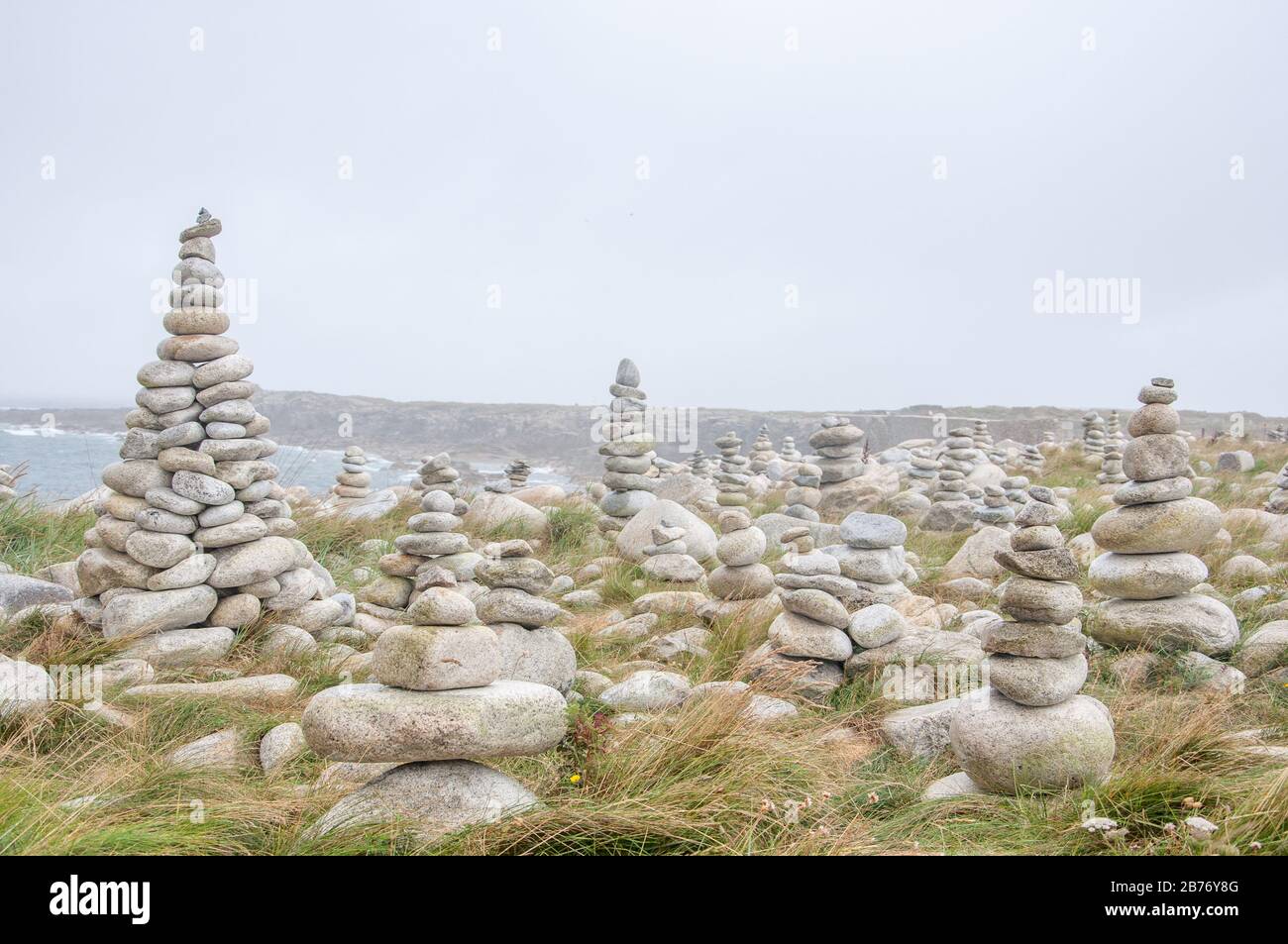 Pierres et paysages bretons, côte bretonne, France Banque D'Images