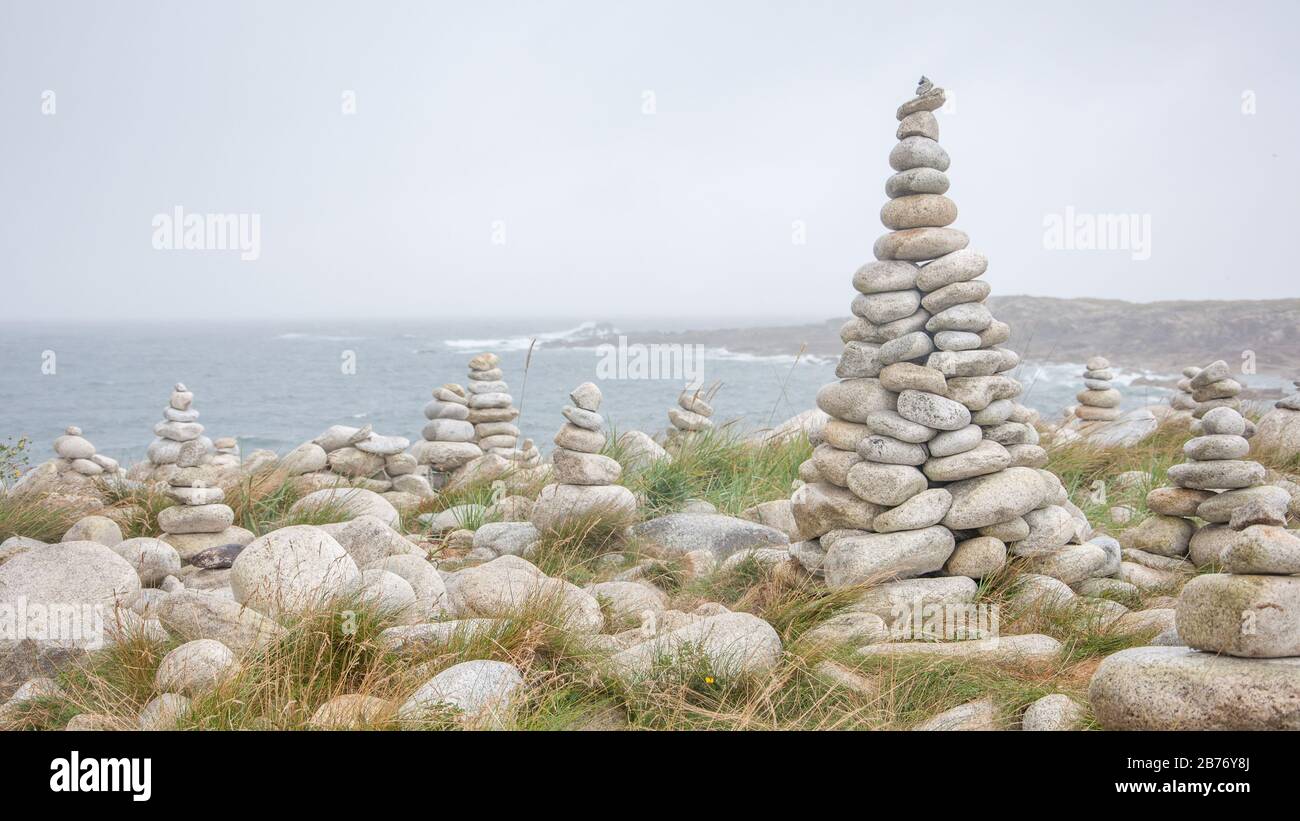 Pierres et paysages bretons, côte bretonne, France Banque D'Images