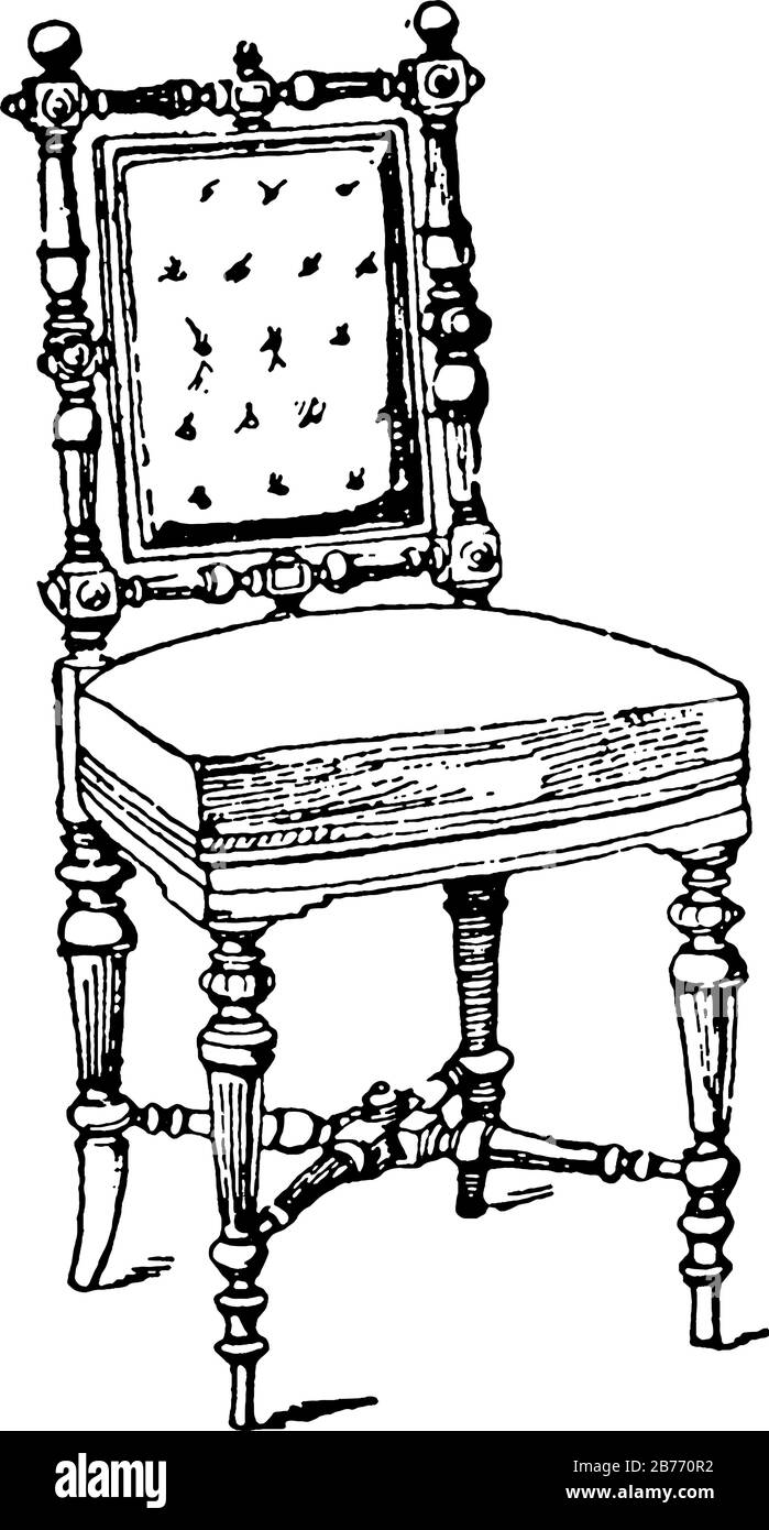 Les sièges et le dos de la chaise moderne sont recouverts de cuir ou, textiles, manque de bras et a des jambes, siège unique, et brancard croisé, vintage line dr Illustration de Vecteur