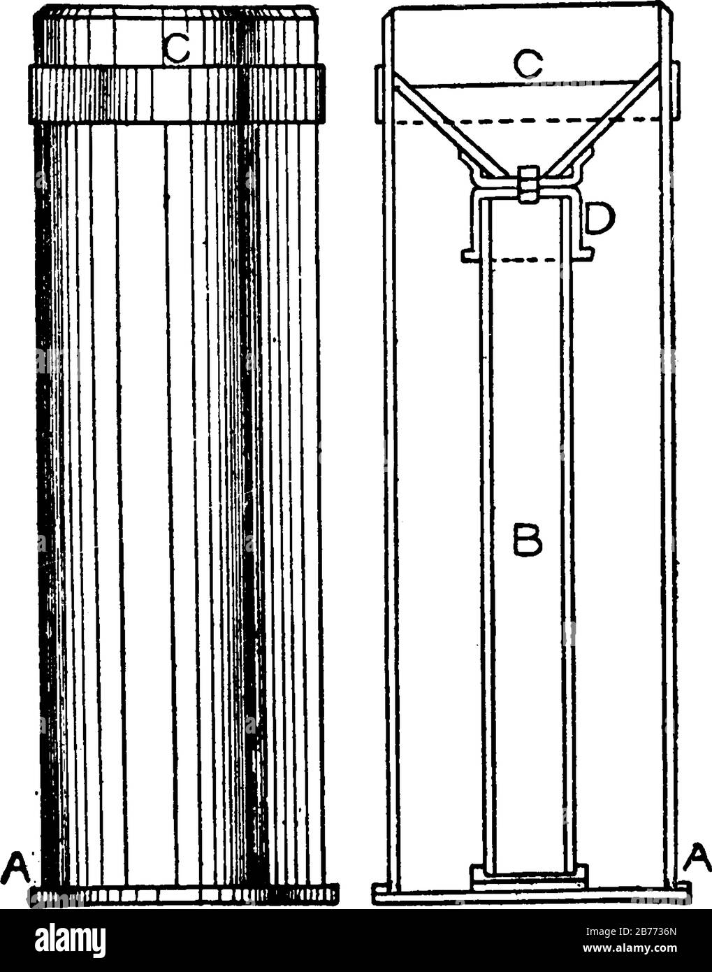 Instrument de mesure de la profondeur des précipitations à tout moment. Il affiche trois tailles d'images, un dessin vintage ou une gravure Illustration de Vecteur