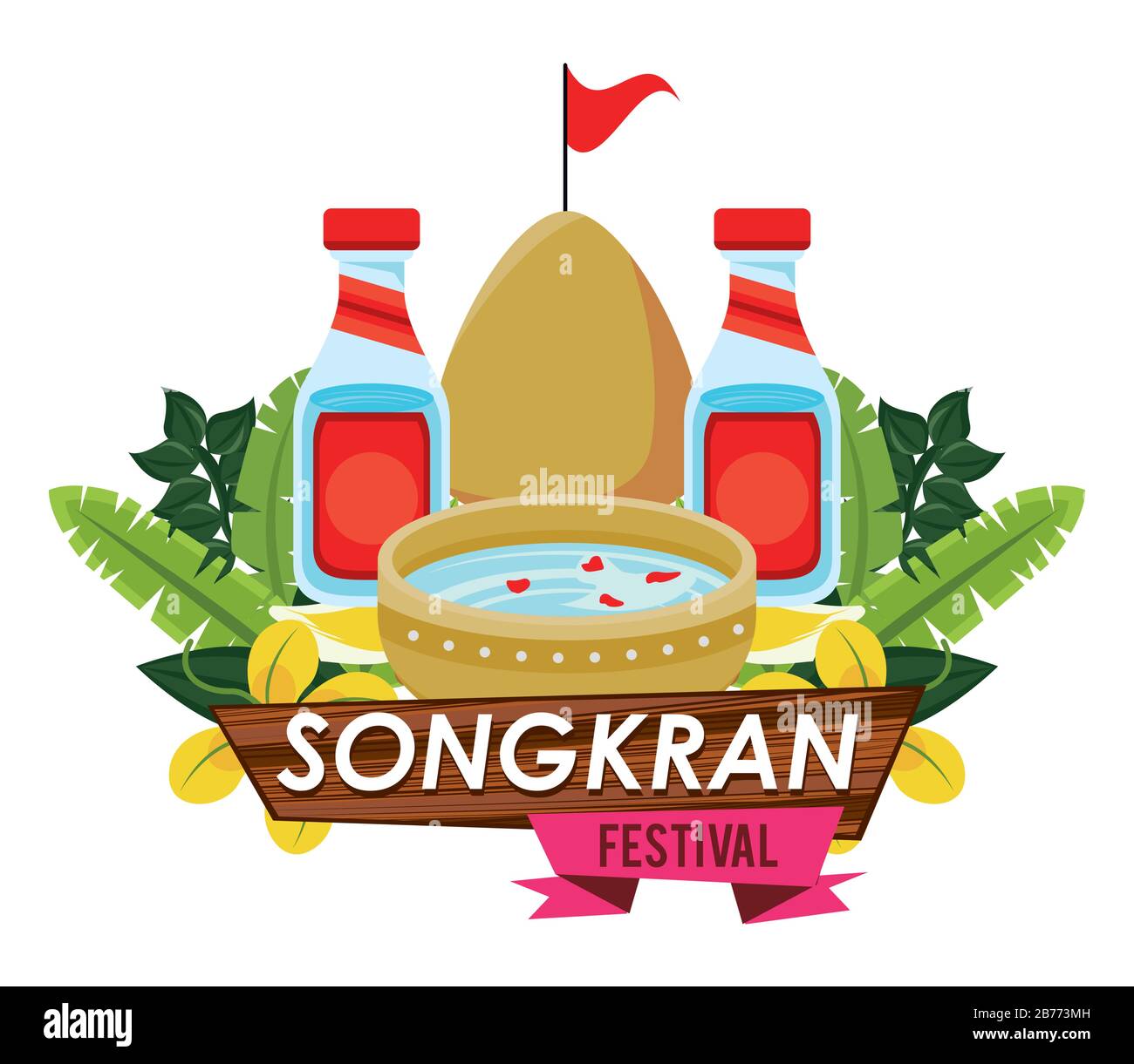 fête songkran avec de l'eau de bol Illustration de Vecteur
