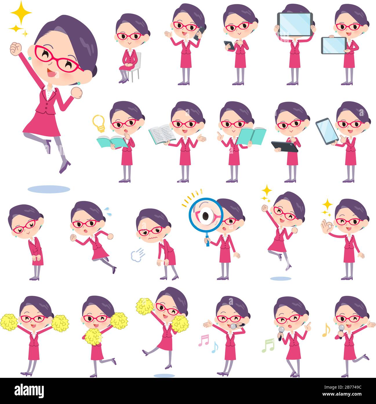 Un groupe de femmes avec appareils numériques tels que les smartphones.Il y a des mesures qu'exprimer des émotions.C'est vectoriel, il est donc facile à modifier. Illustration de Vecteur
