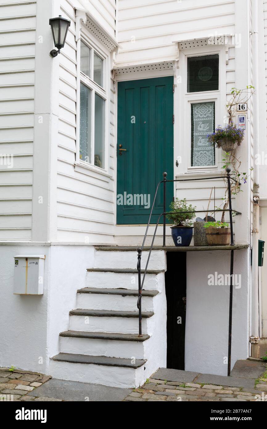 Vieille maison de bois, Gamla Stan (vieille ville), la ville de Bergen, Norvège, du comté de Hordaland Banque D'Images