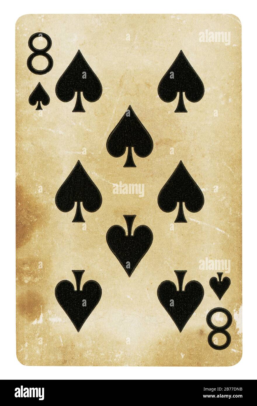 Huit de pique Vintage playing card - isolated on white (chemin inclus) Banque D'Images