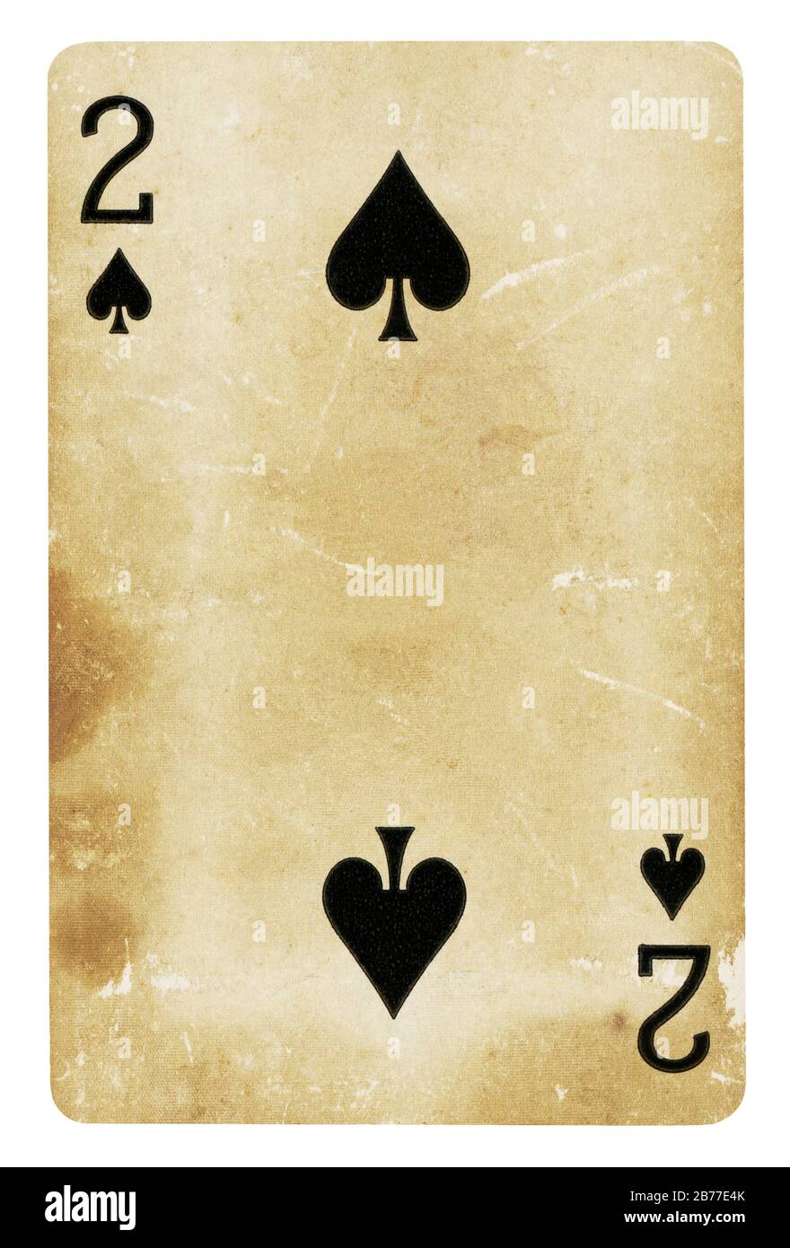 Deux de Pique Vintage playing card - isolated on white (chemin inclus) Banque D'Images