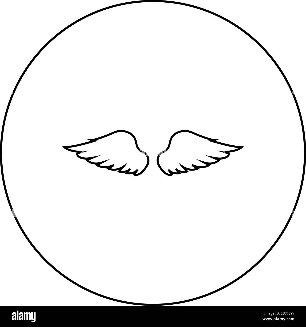 Ailes d'oiseau diable ange paire de propagation de la partie animale Fly concept Freedom Idea icône dans le cercle autour contour noir illustration vectorielle plate Illustration de Vecteur