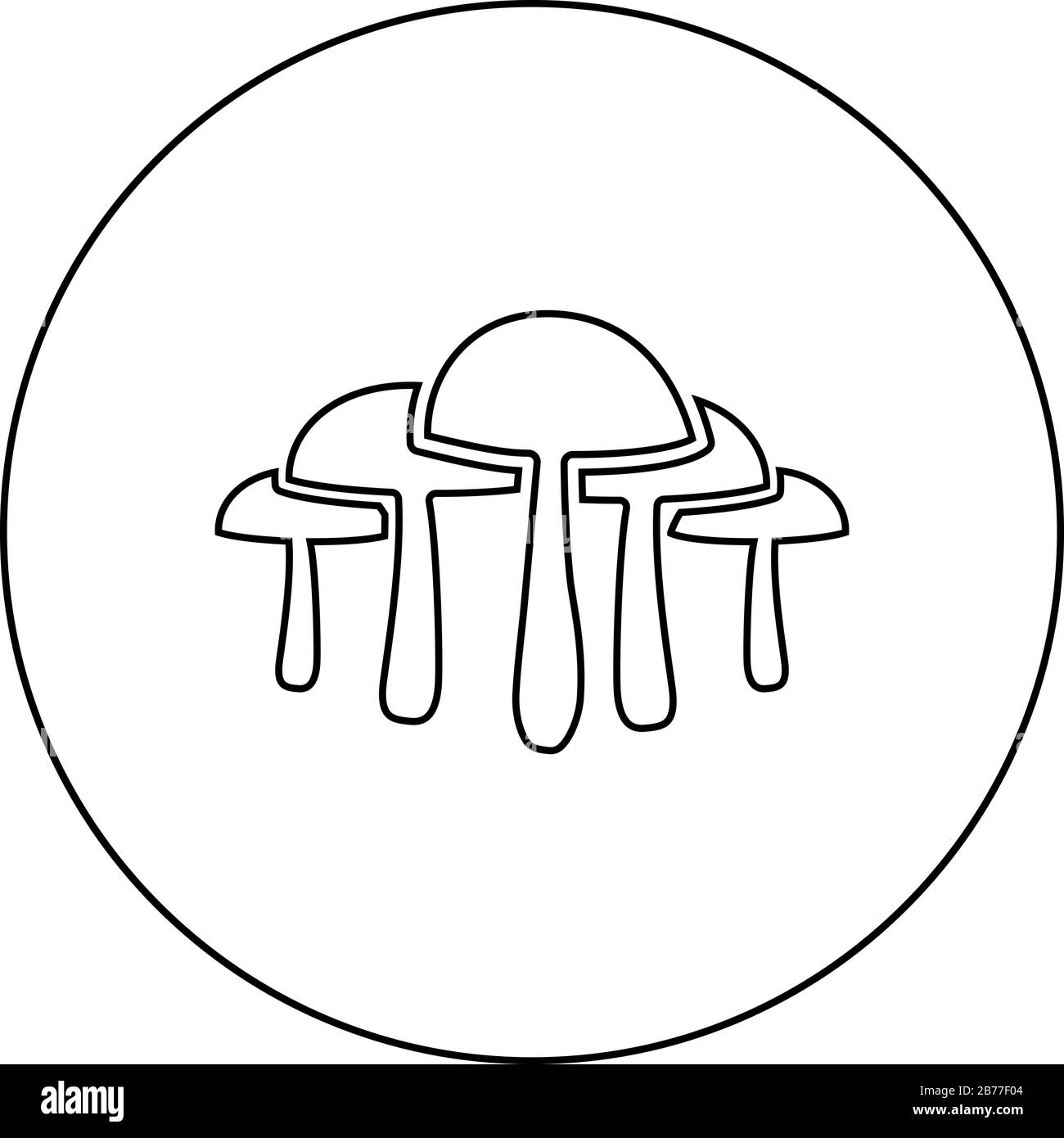 Champignons icône en cercle contour rond noir illustration vectorielle style plat image simple Illustration de Vecteur