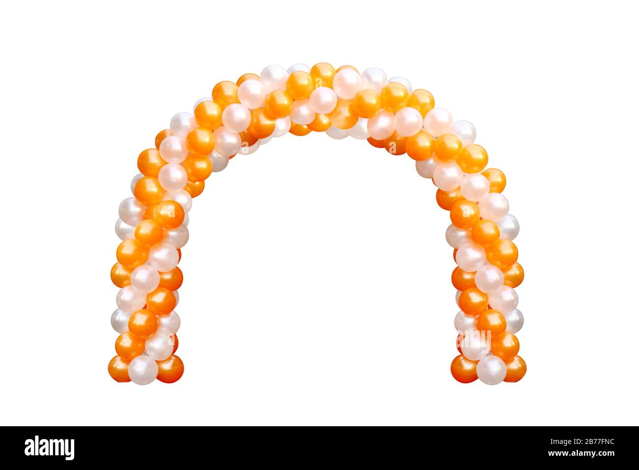 Balloon Archway porte orange et blanc, Arches mariage, Balloon Festival design éléments de décoration avec l'arc fleuri design isolé sur blanc Backgroun Banque D'Images