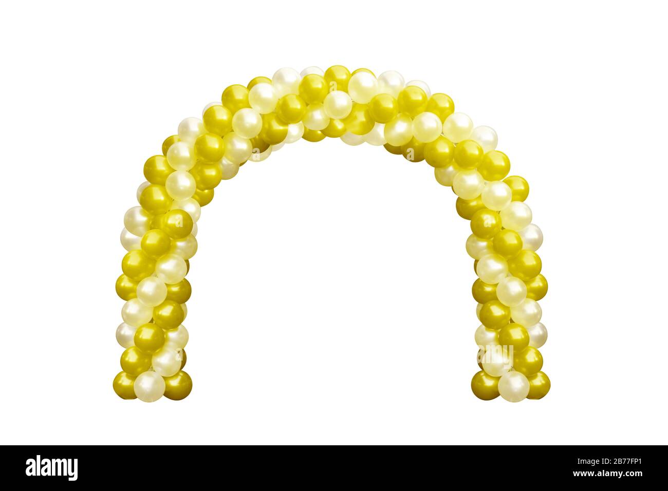 Balloon porte Arche jaune or et blanc, Arches mariage, Balloon Festival design éléments de décoration avec l'arche de fleurs conception isolée sur blanc dos Banque D'Images
