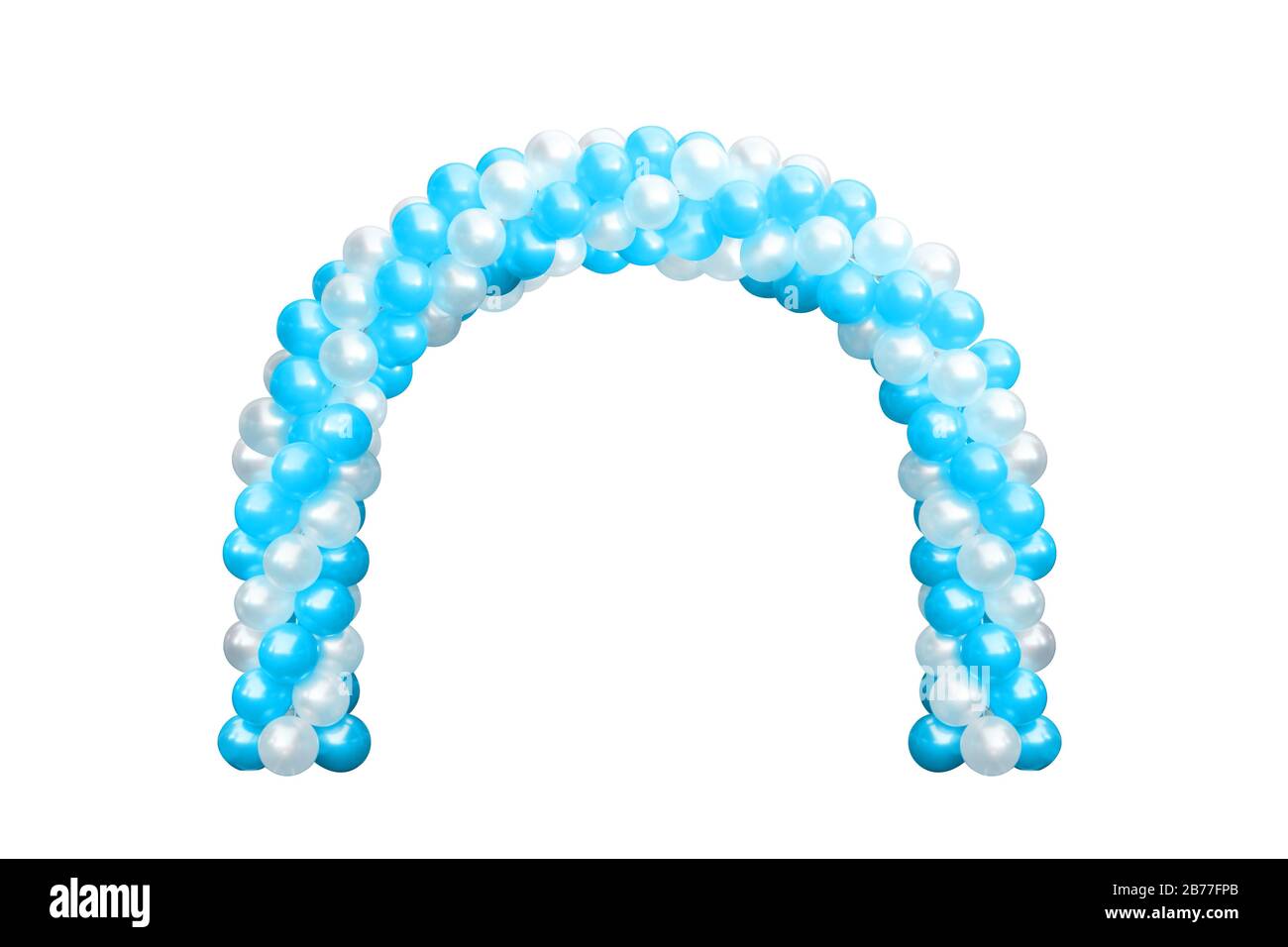 Balloon Archway porte bleu et blanc, Arches mariage, Balloon Festival design éléments de décoration avec l'arc fleuri design isolé sur fond blanc Banque D'Images