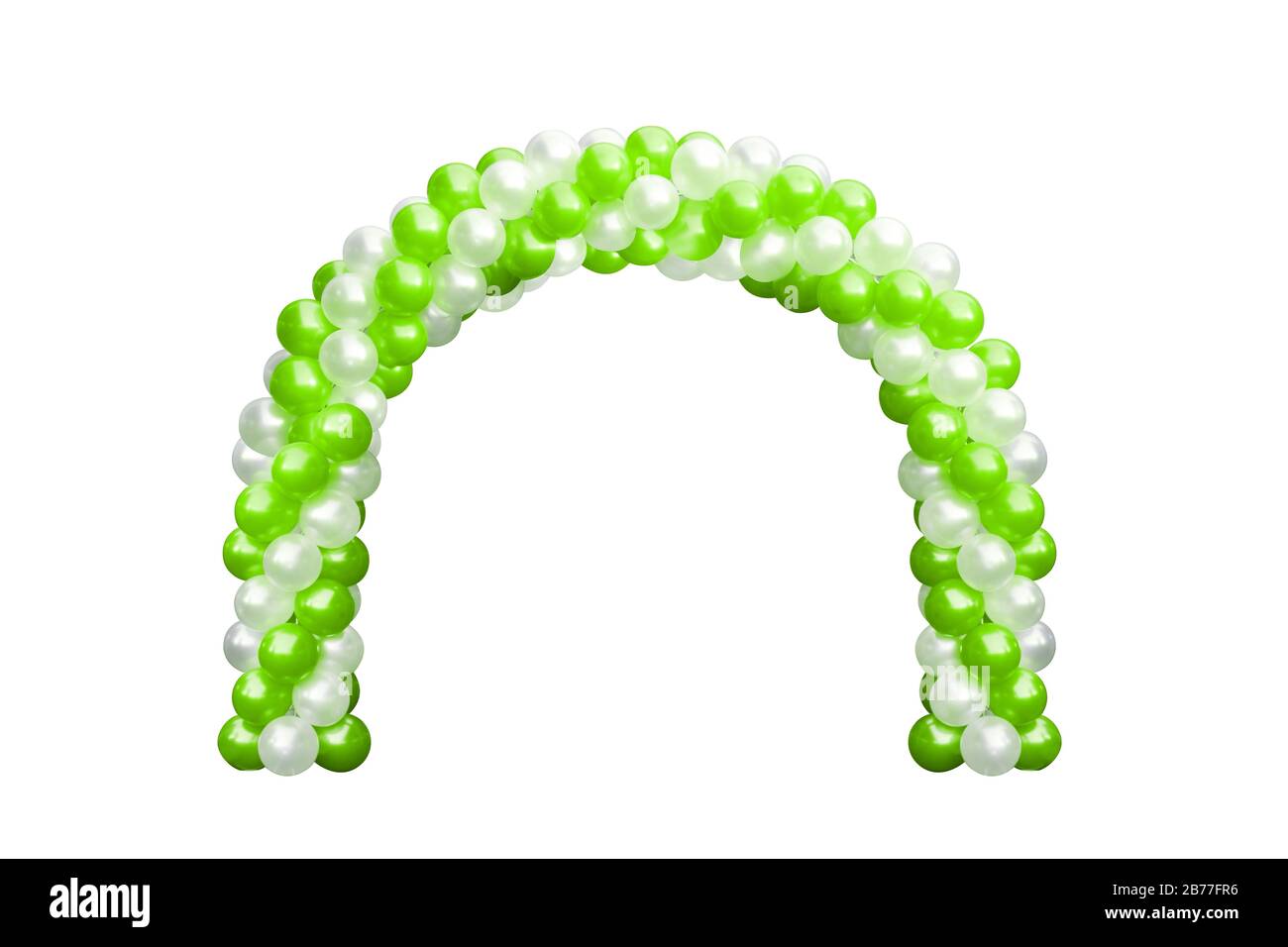 Balloon Archway porte vert et blanc, Arches mariage, Balloon Festival design éléments de décoration avec l'arc de fleurs conception isolée sur fond blanc Banque D'Images