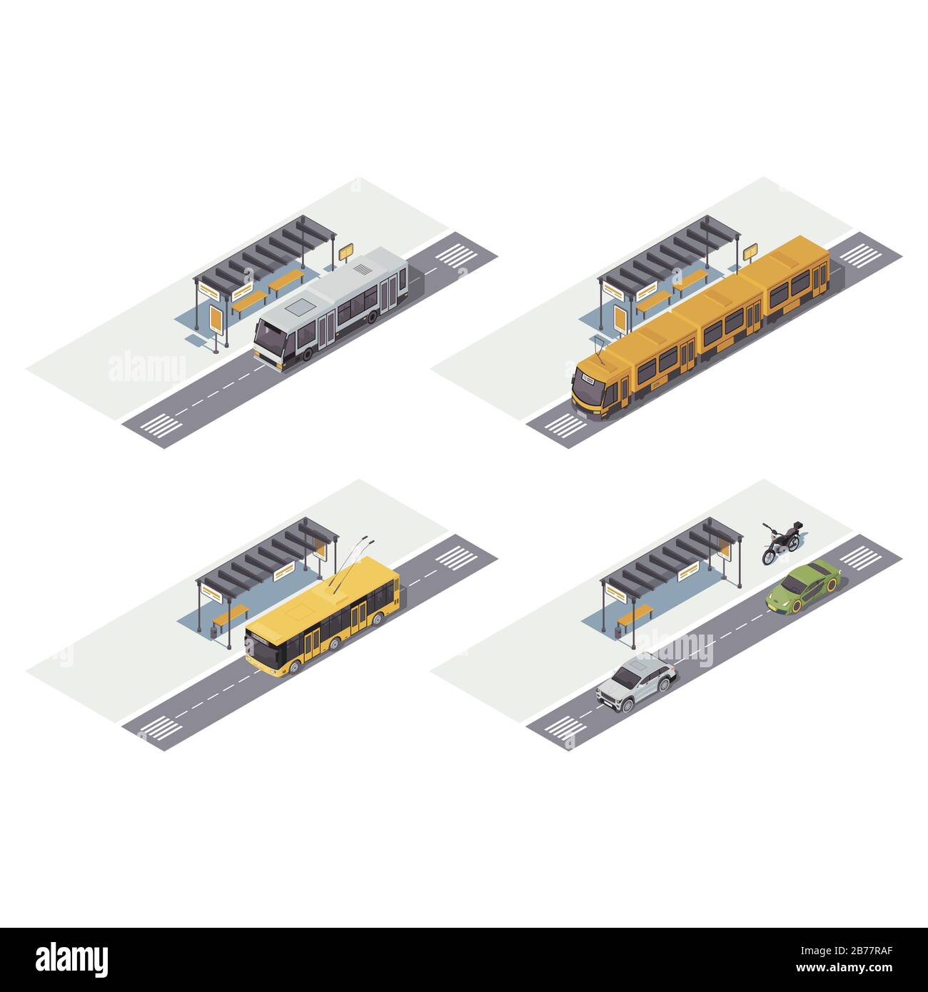 Illustration vectorielle de couleur isométrique pour le transport urbain Illustration de Vecteur