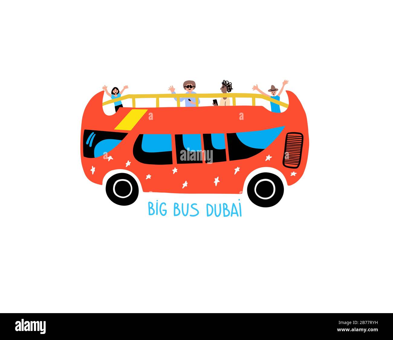 Big bus Dubai - icône de dessin à la main Voyage bus d'excursion Illustration de Vecteur
