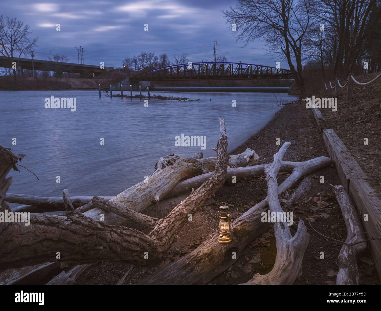 Vue conceptuelle de la rivière Mohawk au parc national de Bellamy Harbour à Rome, New York (concept d'espoir) Banque D'Images