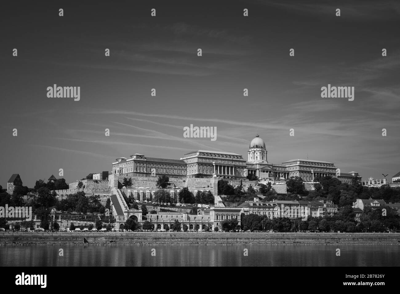 Château de Buda image noire et blanche Banque D'Images