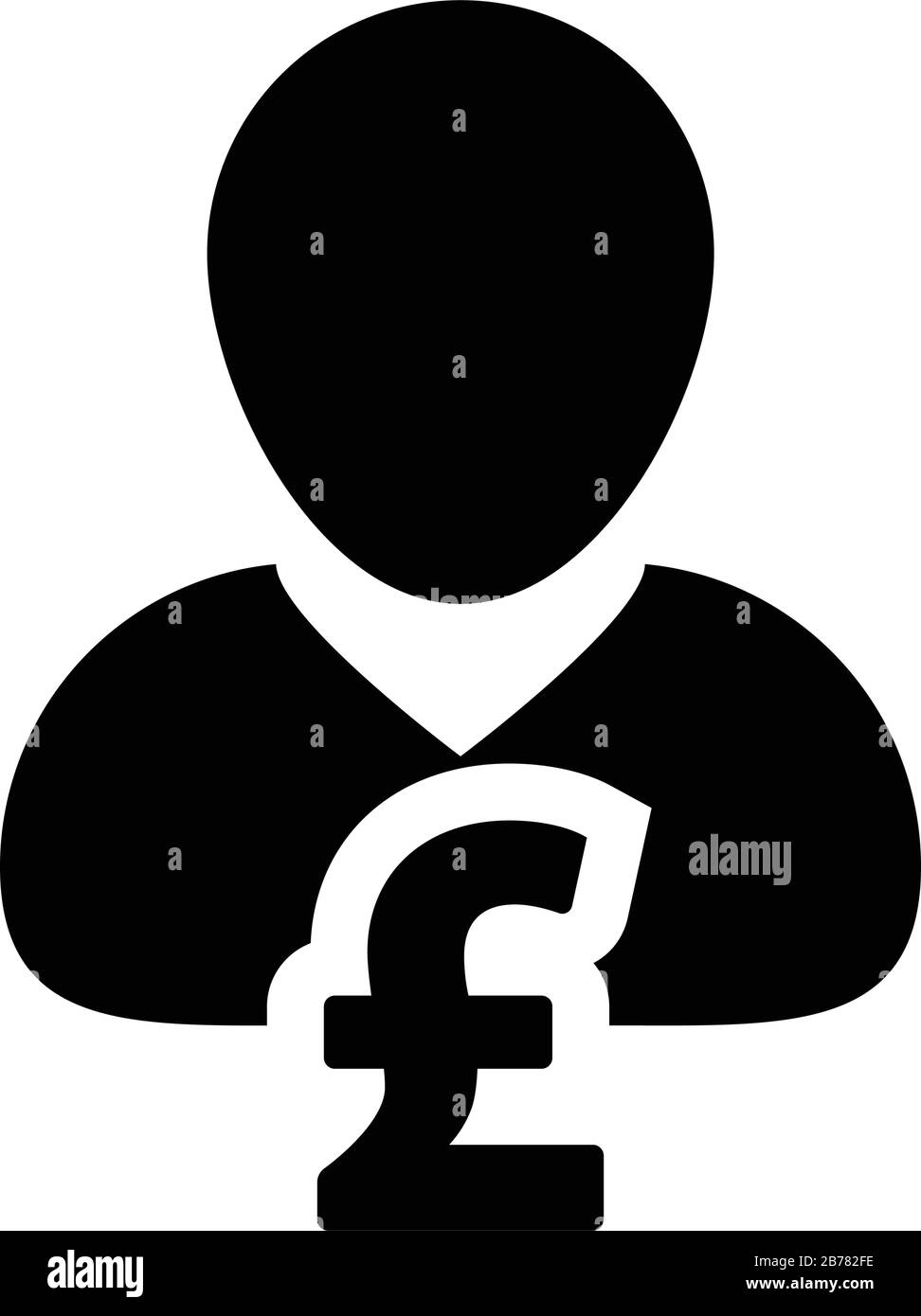 Icône de devise vecteur utilisateur homme profil avatar avec symbole Pound Money pour les affaires bancaires et financières en couleur plate pictogramme de glyphe Illustration de Vecteur