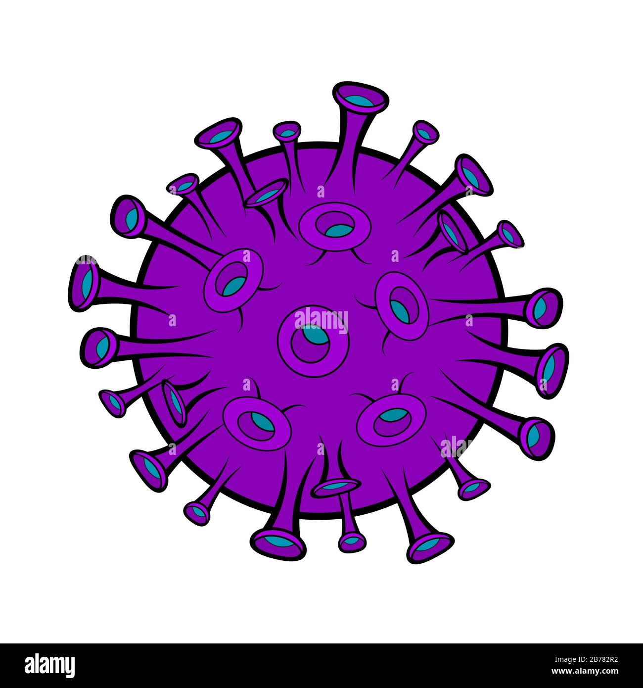 Illustration de caricature du coronavirus isolée sur fond blanc. Cov Cellule Dangereuse .Illustration Vectorielle Plate Du Virus De L'Épidémie Chinoise, Illustration de Vecteur