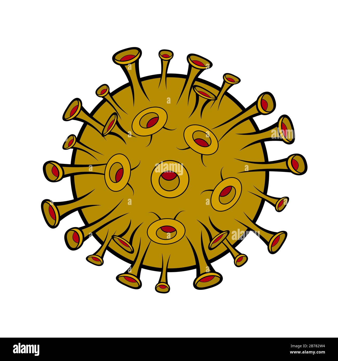 Illustration de la caricature du coronavirus isolée sur fond blanc. Micro-organisme, désinfection, stérilisation ou désinfection. Idéal pour l'éducation et moi Illustration de Vecteur