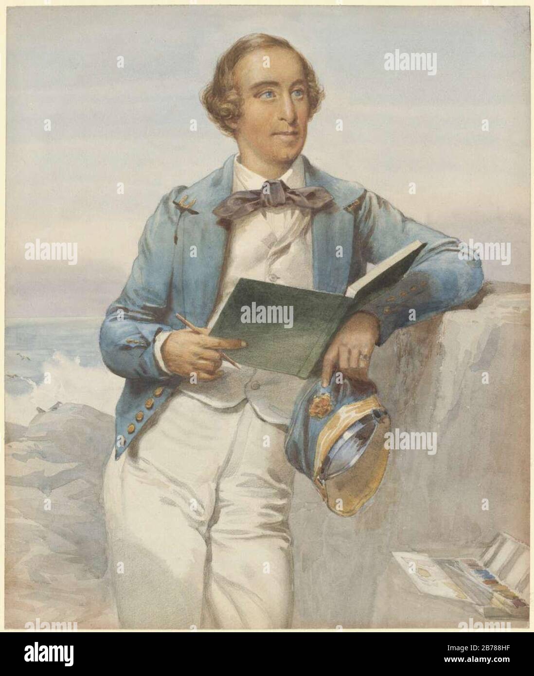 George French Angas, peinture à l'aquarelle de Charles Baugniet, 1848. Banque D'Images