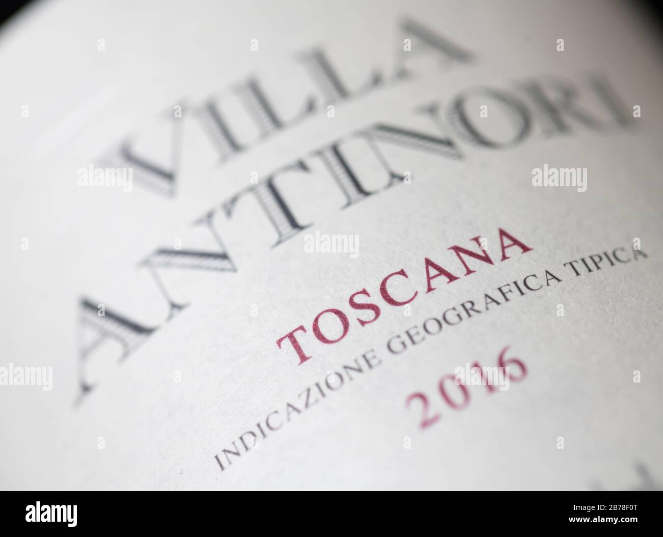 2016 Villa Antinori label de vin rouge italien closeup Banque D'Images