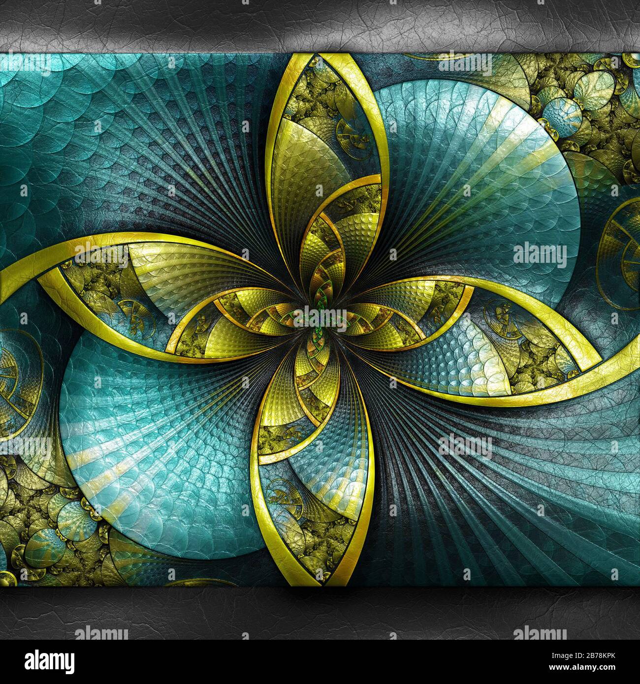 Fond en plastique en relief sur le cuir avec fractal Banque D'Images