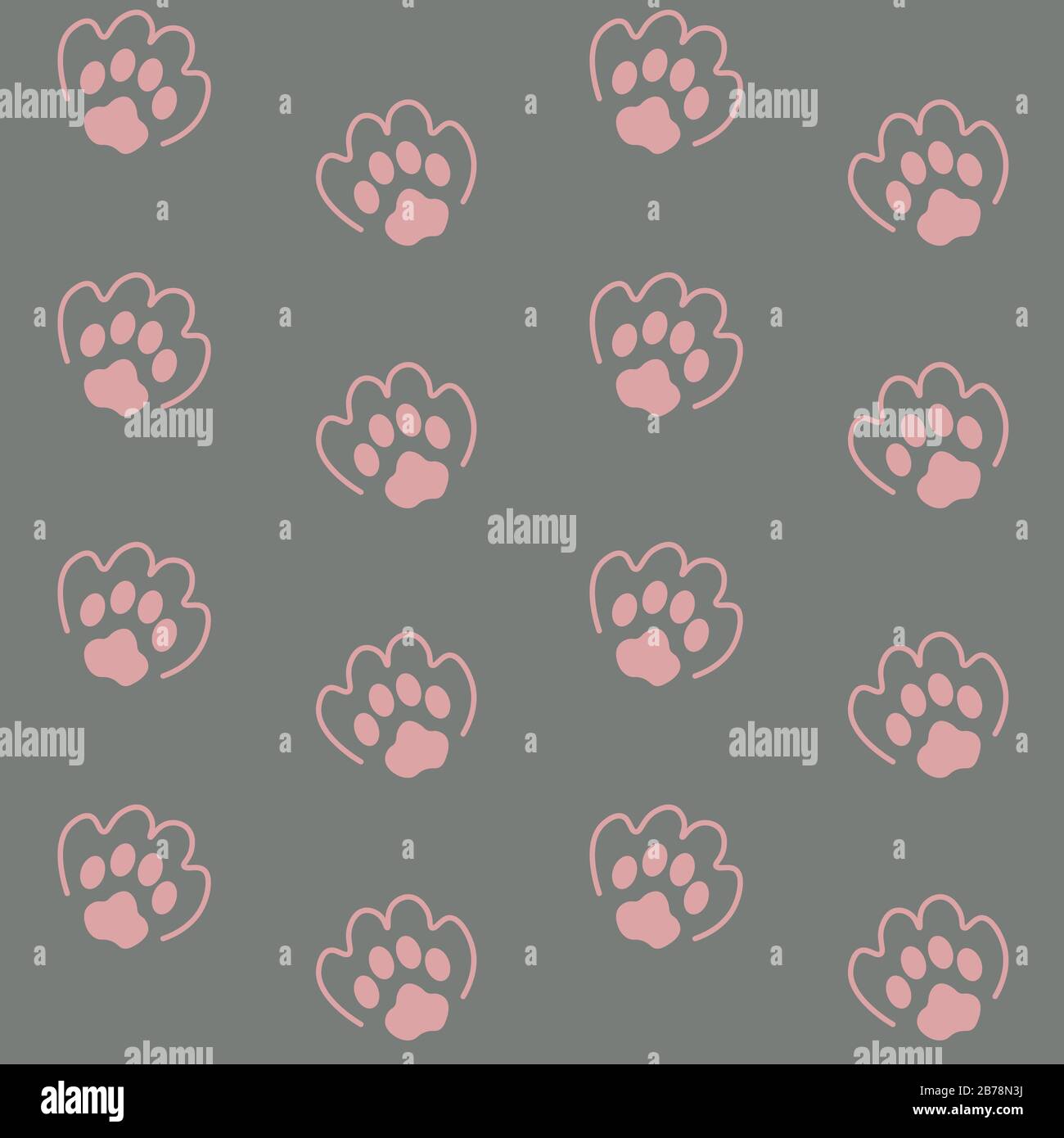 Joli motif animaliste sans coutures avec imprimé chat ou chien sur fond gris Illustration de Vecteur