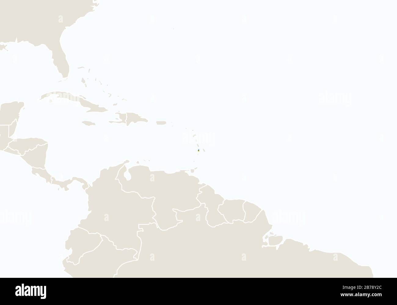 Amérique du Sud avec la carte mise en évidence de Sainte-Lucie. Illustration Vectorielle. Illustration de Vecteur