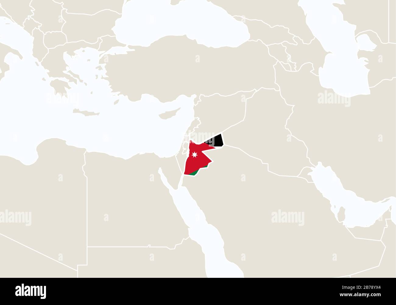 Asie avec carte Jordan en surbrillance. Illustration Vectorielle. Illustration de Vecteur