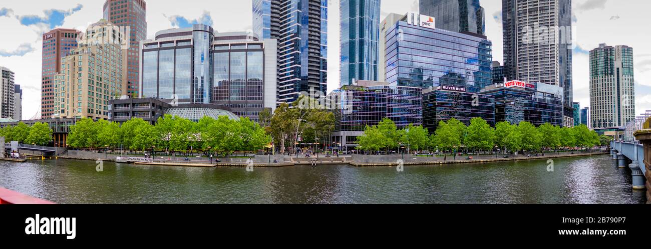 Panorama de Southbank Promenade et de Yarra River, Melbourne Banque D'Images