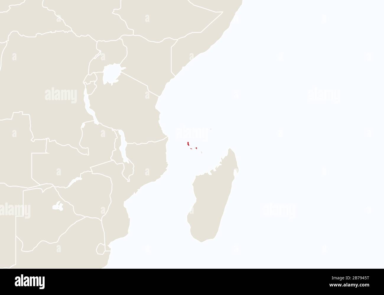 L'Afrique avec la carte des Comores en surbrillance. Illustration Vectorielle. Illustration de Vecteur
