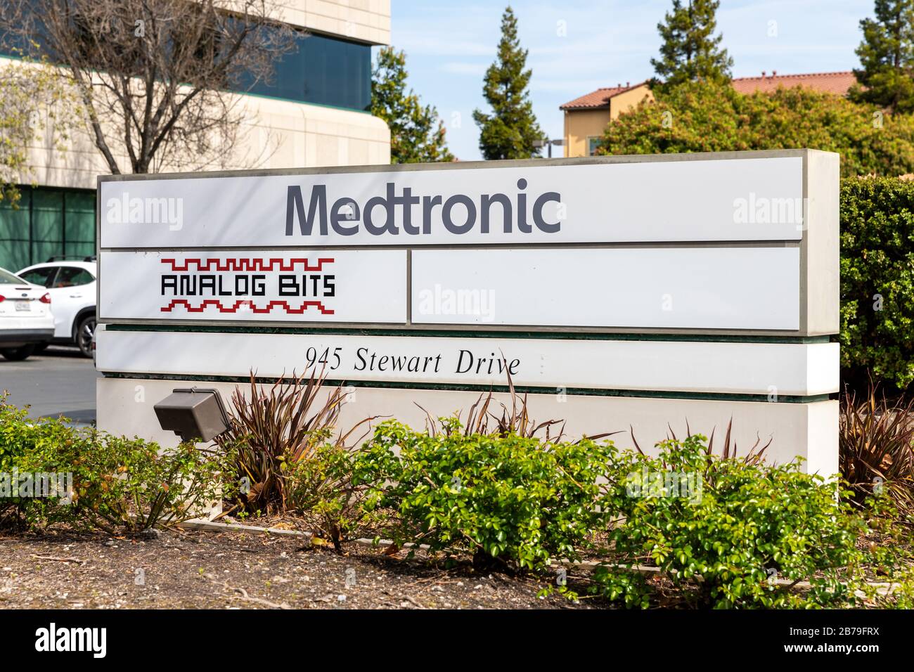 Medtronic, Analog Bits, 945 Stewart Drive, panneau ; Sunnyvale, Californie, États-Unis Banque D'Images
