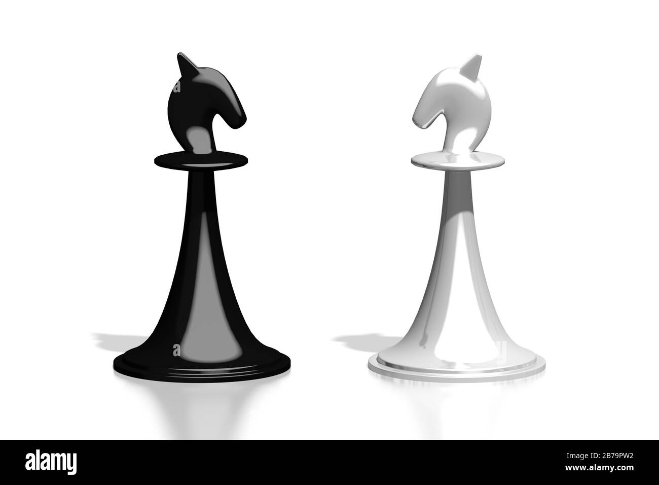 Illustration d'échecs en trois dimensions - chevaliers Banque D'Images