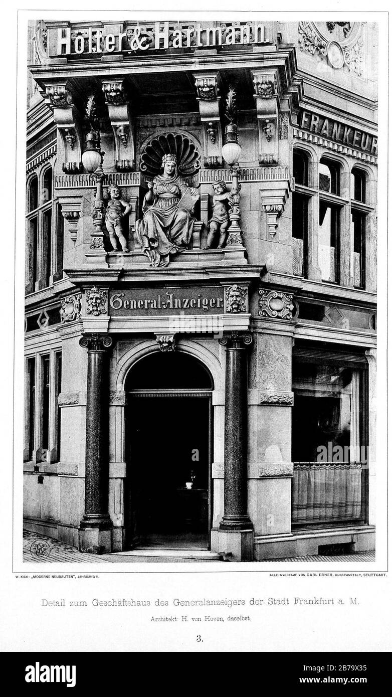 Geschäftshaus des Generalanzeigers der Stadt Frankfurt am Main Architekt H. von Hoven, Francfort, Detail, Tafel 3, Kick Jahrgang II Banque D'Images