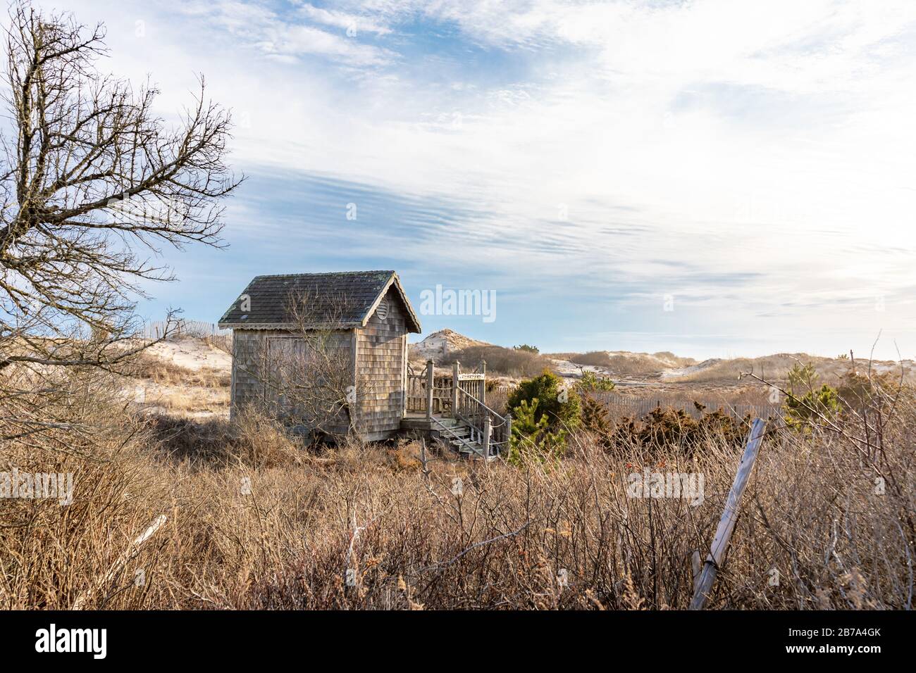 Petit bâtiment à 3 km de Hollow Beach, East Hampton Banque D'Images