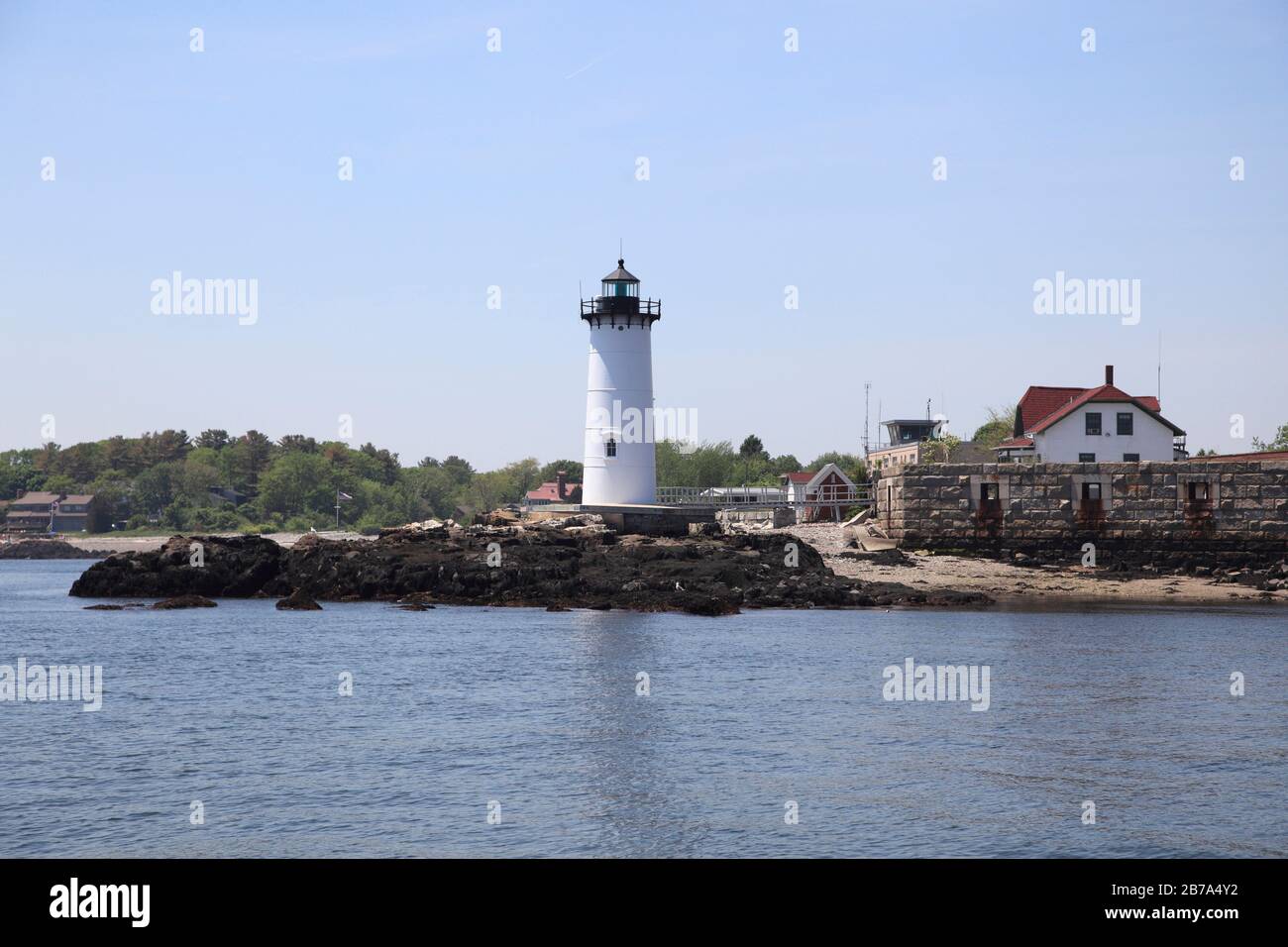 Phare du port de Portsmouth, Fort Point Light, Fort Constitution, New Castle, New Hampshire, New England, USA Banque D'Images