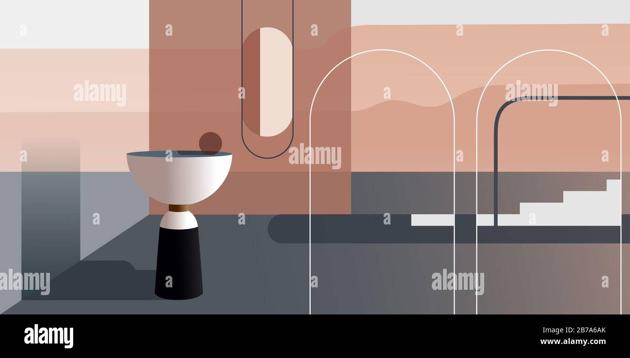 Intérieur moderne abstrait dans des tons pastel de couleur rose. Maquette vectorielle pour l'arrière-plan une page d'accueil de mise en page ou une bannière publicitaire de conception ou un livret. C Banque D'Images