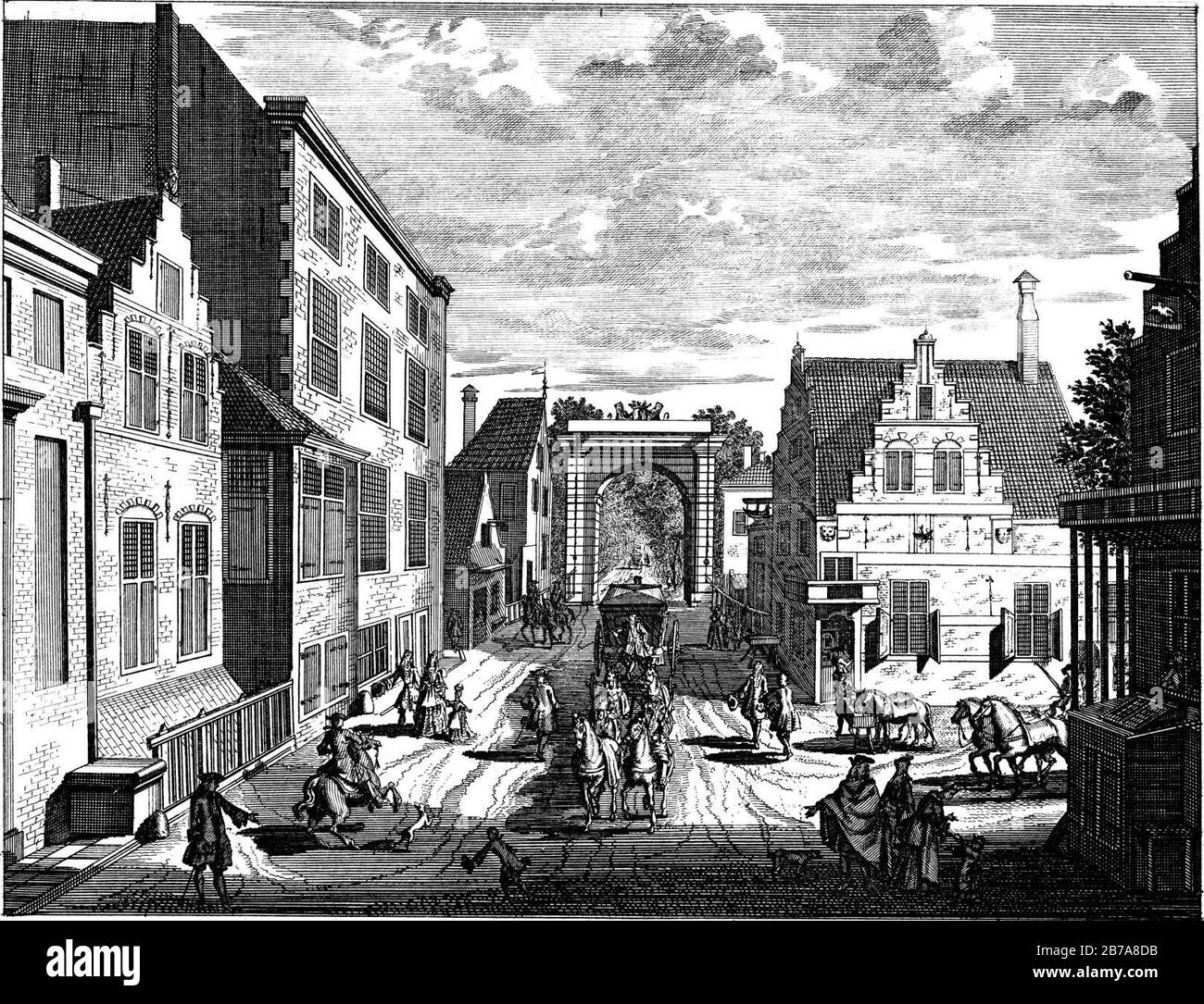 Gesight van de Schevelingse Brug komende uyt het Noordende. Daniel Marot. Banque D'Images