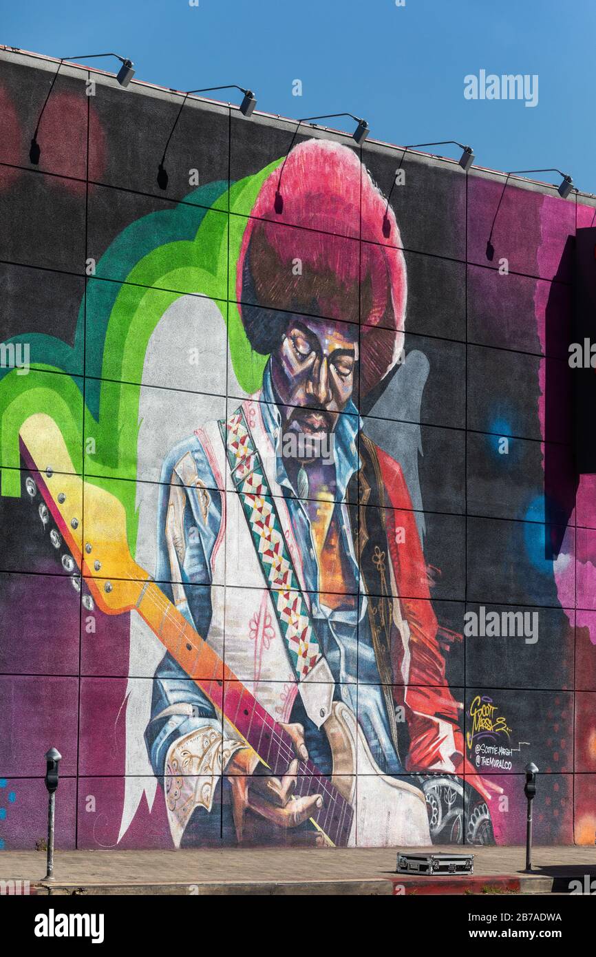 Jimi Hendrix graffiti sur Sunset blvd, CA Banque D'Images